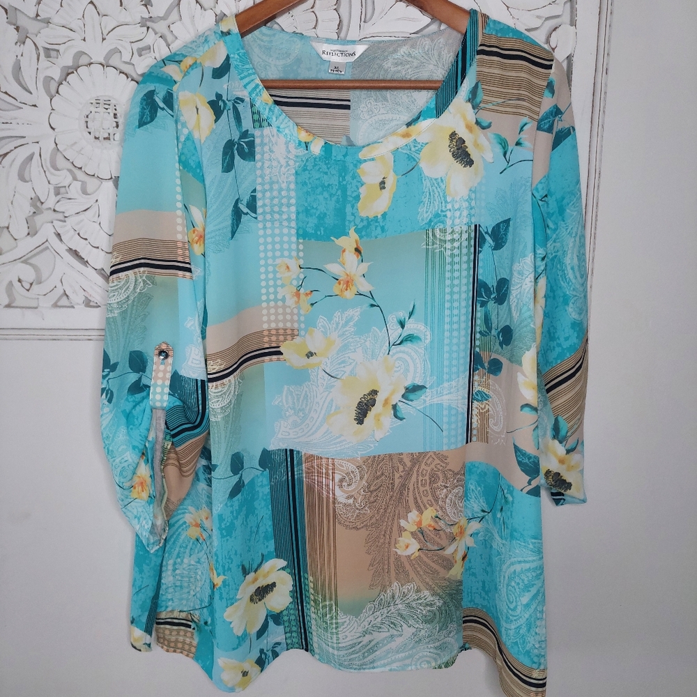 Northern Reflections Three Quarter Sleeve Patchwork Shirt - Picture 7 of 9